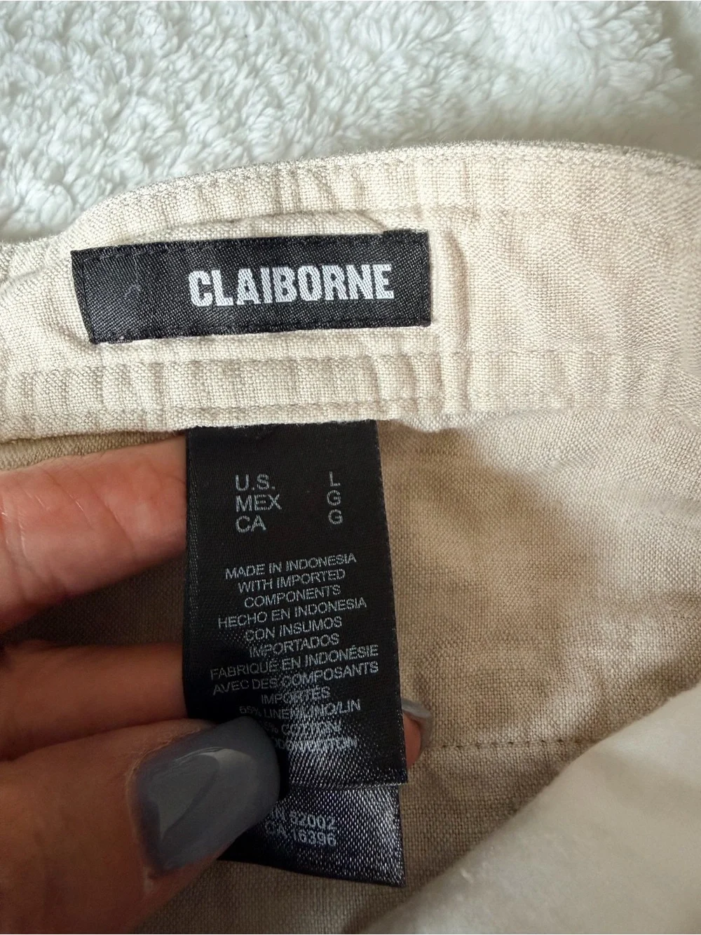 Claiborne Beige Drawstring Wide-Leg Chinos
